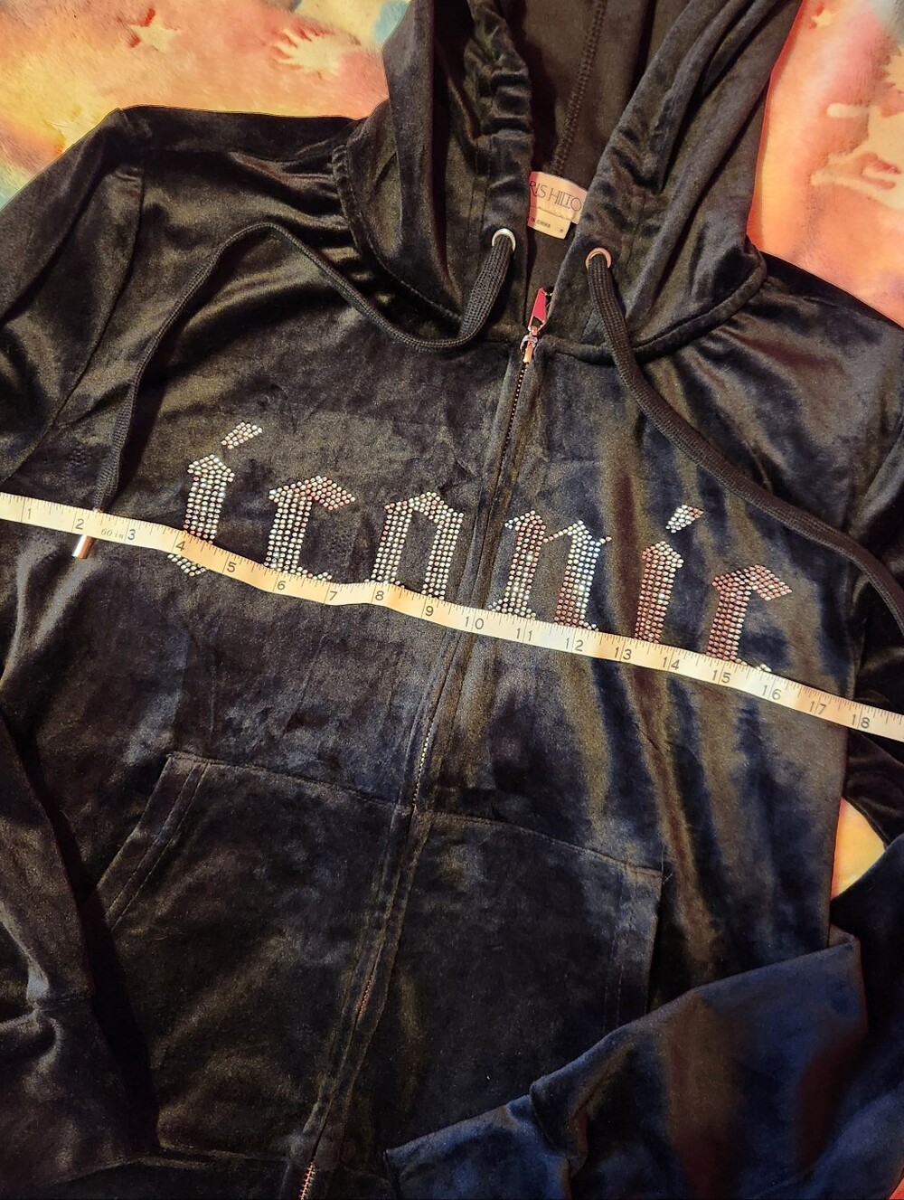 Iconic Velour Rhinestone Hoodie - Picture 2 of 4